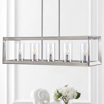 Anna 38.5" Linear Metal/Glass LED Pendant - JONATHAN Y